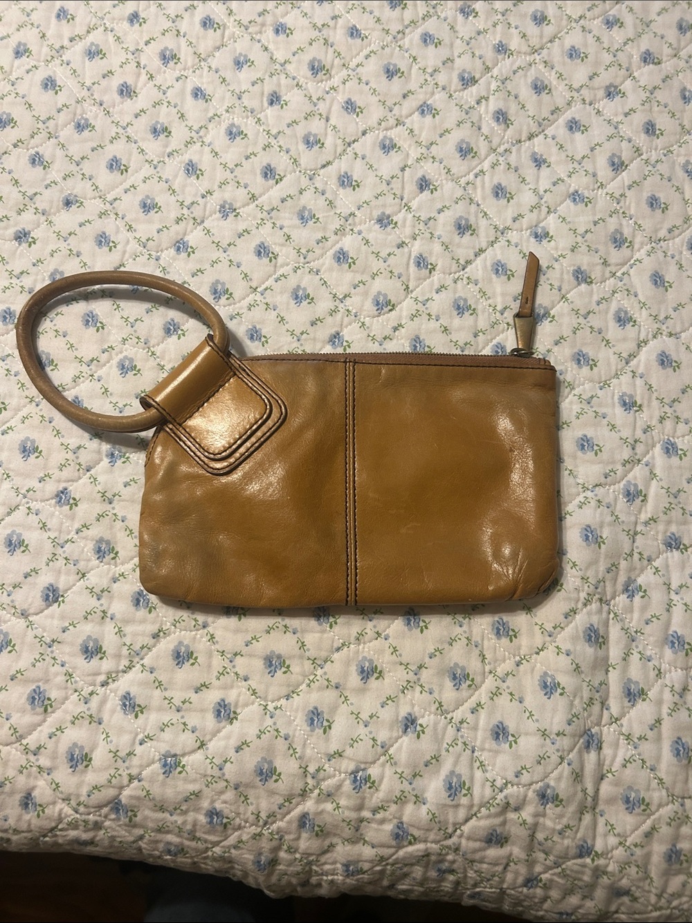 HOBO Cognac Leather Wristlet Clutch